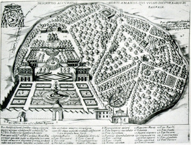 Villa Lante, incisione di E. Dupérac, 1573